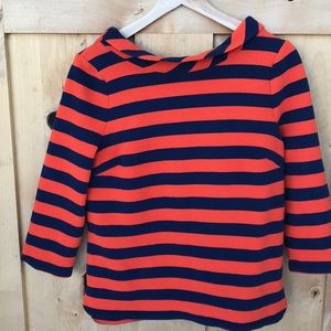 Boden “Marion” orange and blue striped 3/4 blouse